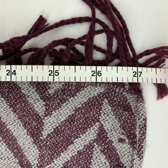 Charming Charlie Plum & Gray Chevron Knit Fringe Wrap, One Size - Picture 7 of 8